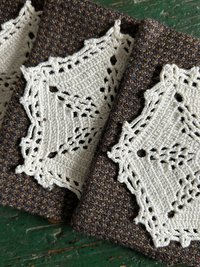 Wool Tweed and Vintage Lace Coasters - Set of 4