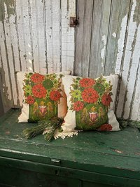 Mid Century Americana Pillow, Orange, Avocado Green