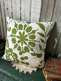 Green Floral Throw Pillow, Spring Décor