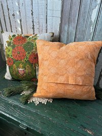 Mid Century Americana Pillow, Orange, Avocado Green
