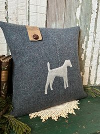 Terrier Silhouette Throw Pillow, Recycled Wool Tweed
