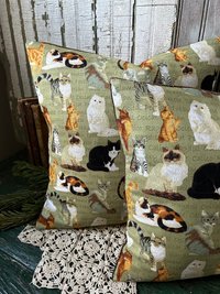 Sage Green Kitty Cat Throw Pillows, Cat Breeds, Fundraiser