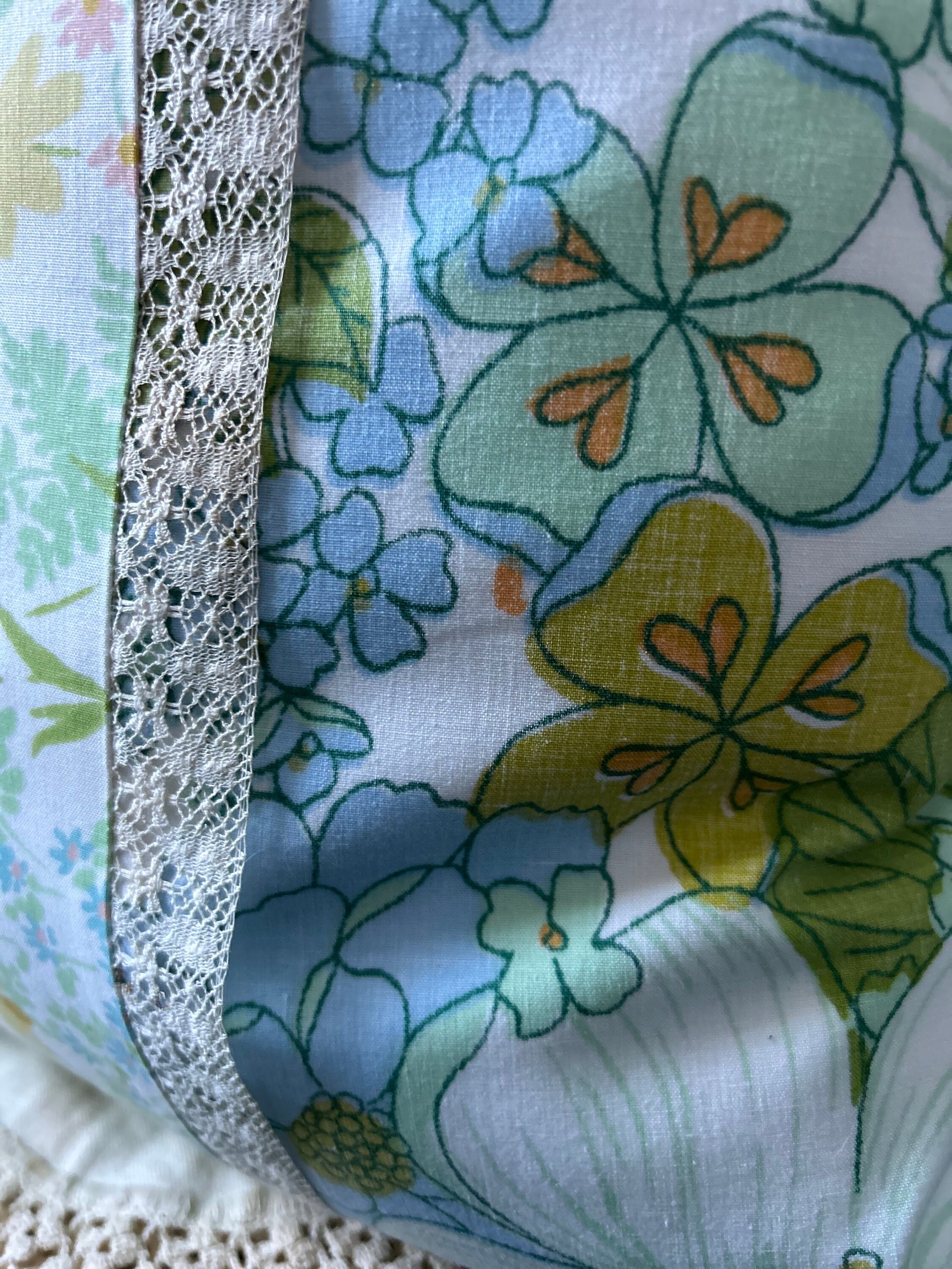 Pastel Floral Throw Pillow, Vintage Fabrics