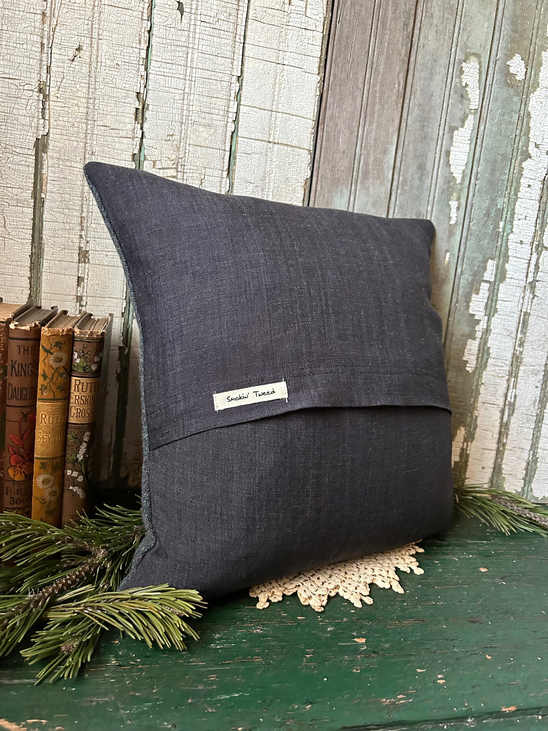 Terrier Silhouette Throw Pillow, Recycled Wool Tweed