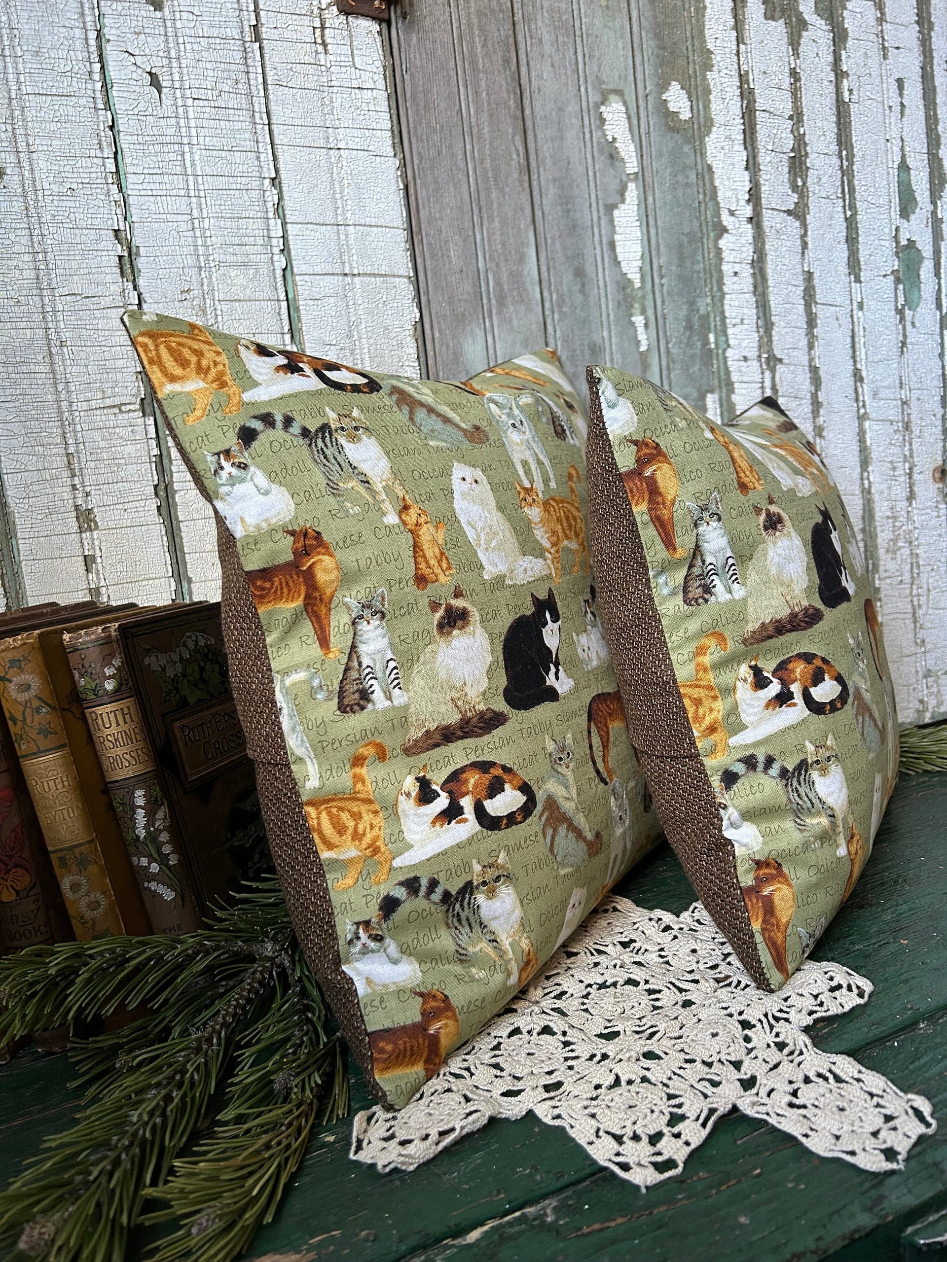 Sage Green Kitty Cat Throw Pillows, Cat Breeds, Fundraiser