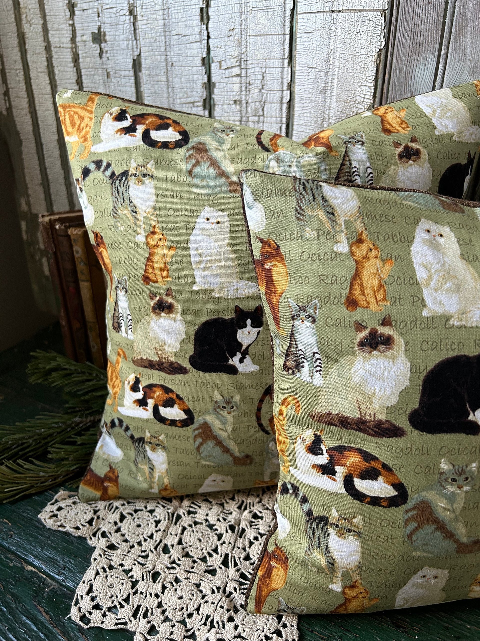 Sage Green Kitty Cat Throw Pillows, Cat Breeds, Fundraiser
